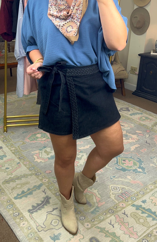 True to You Denim Wrap Skort