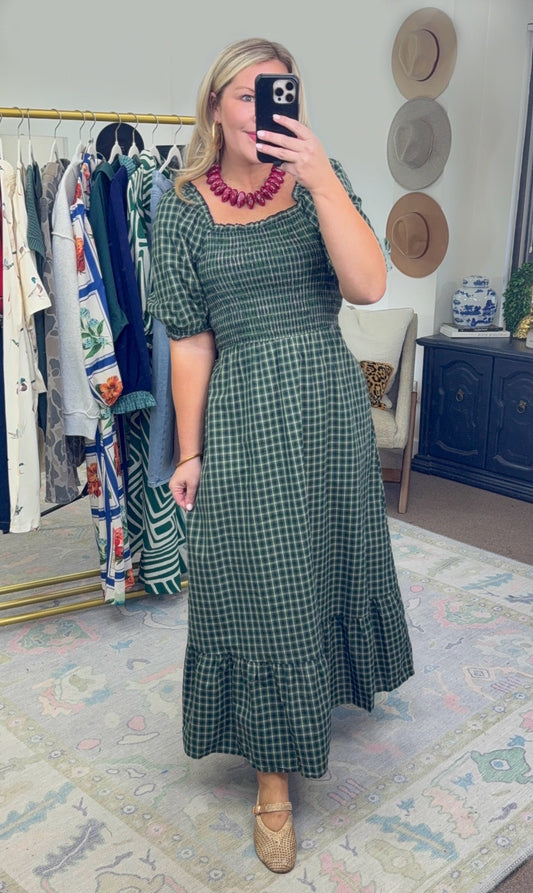 Plaid About You Puff Sleeve Nap Dress