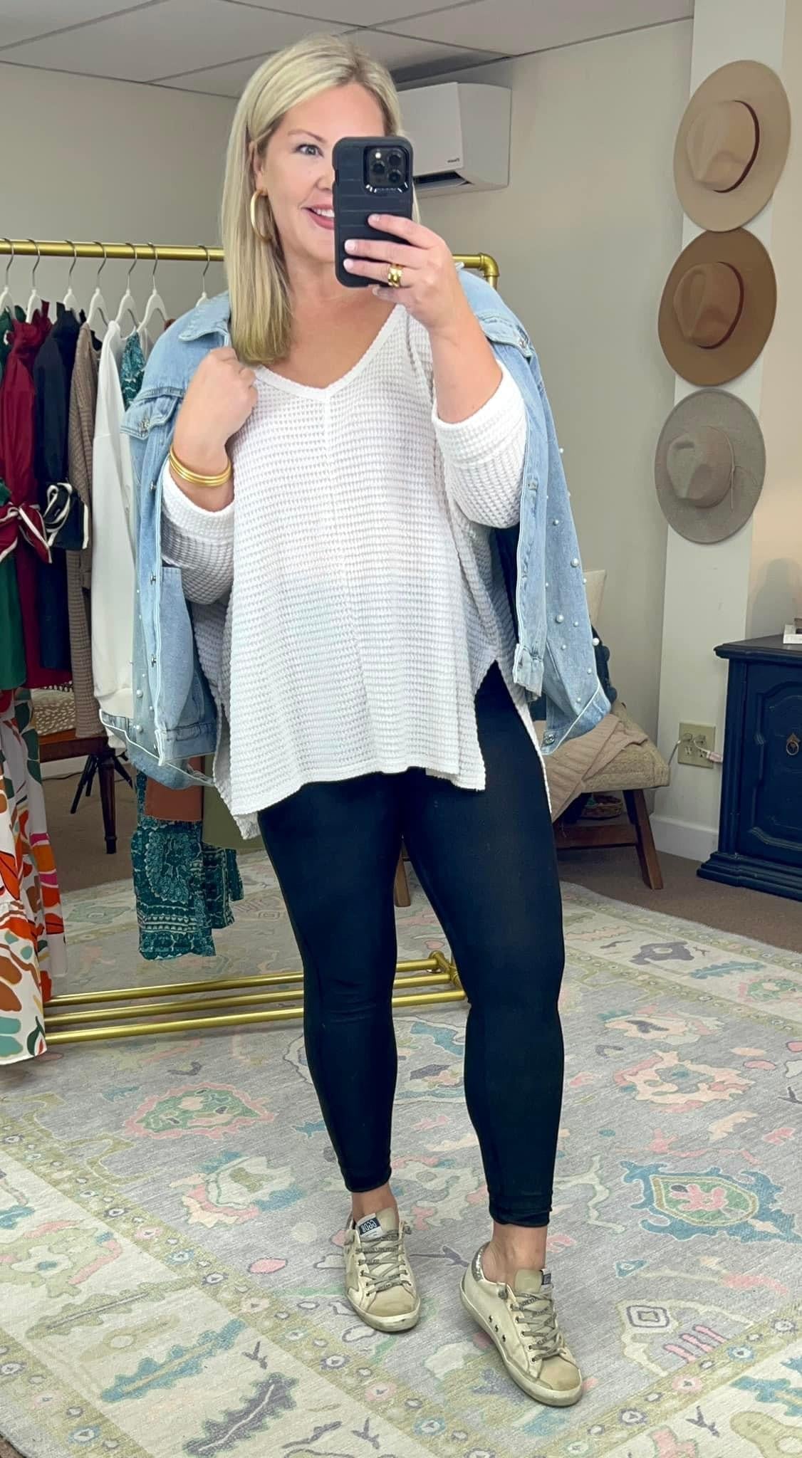 Win Me Over Drop Sleeve Waffle Tunic