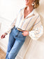 Uptown Girl Stripe Balloon Sleeve Blouse