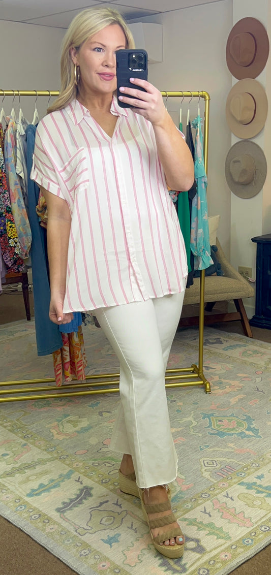 **MORE COLORS** Everyday Love Stripe Button Down Blouse