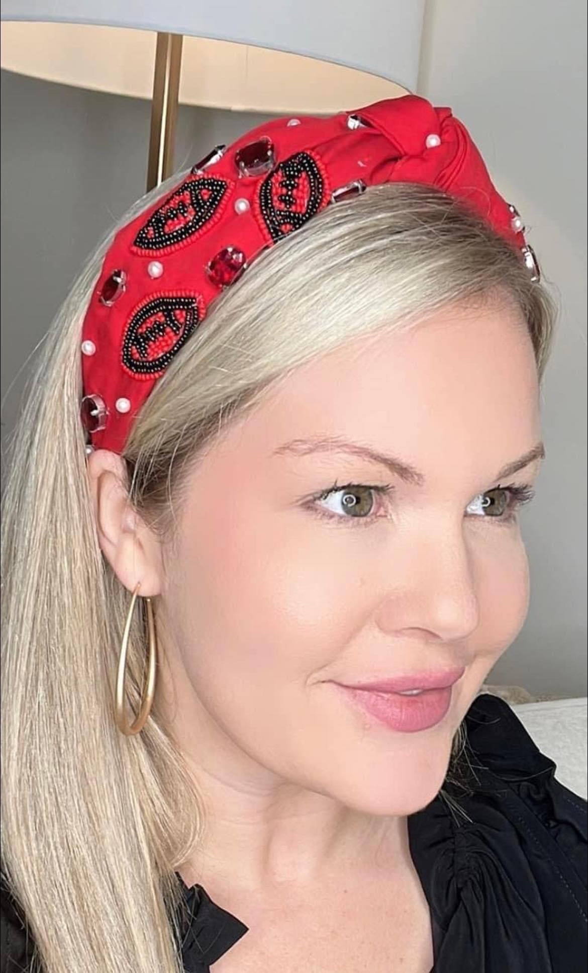 Football Embellished Knot Headband