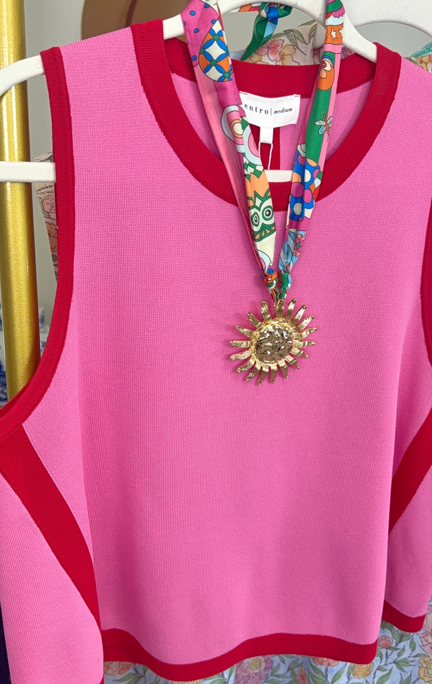 Ray of Sunshine Hammered Pendant Scarf Necklace