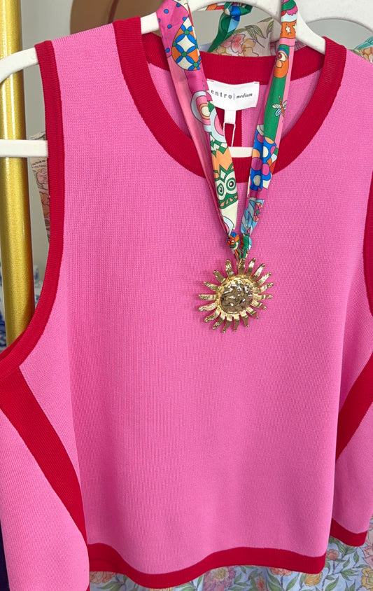 Ray of Sunshine Hammered Pendant Scarf Necklace