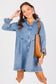 Ruffle Sleeve Denim Shirt Dress