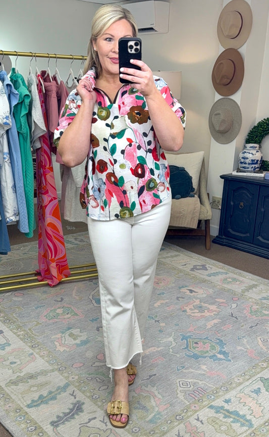 Daydreamer Watercolor Print Blouse