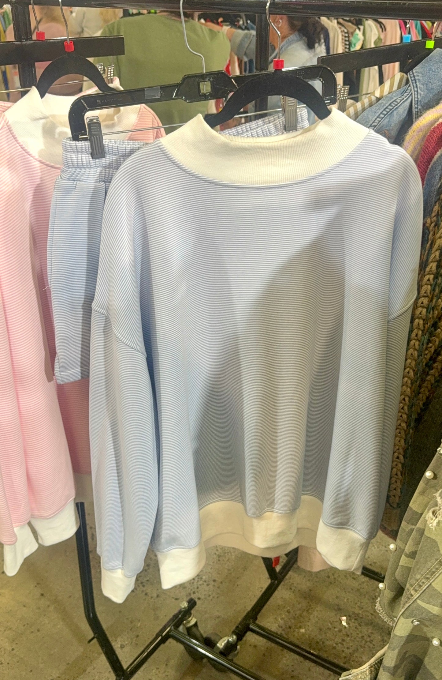 **MORE COLORS** Weekend Wind Down Stripe Mock Neck Pullover Top