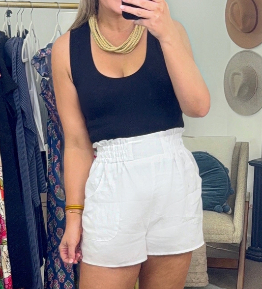 Slow Burn Smock Waist Linen Shorts