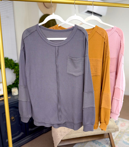 Cool Girl Crinkle Distressed Balloon Sleeve Top