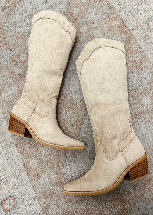 Miracle Mile Vegan Suede Boots in Tan