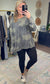 Fanning Split Side Pullover Top in Green Camo