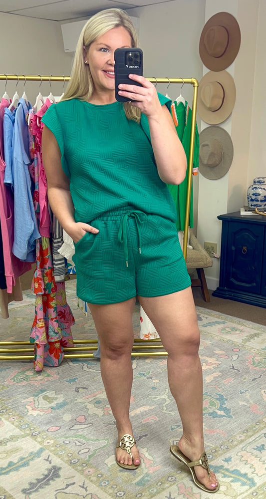 **MORE COLORS** Road Tripping Textured Ruffle Two Piece Short Set