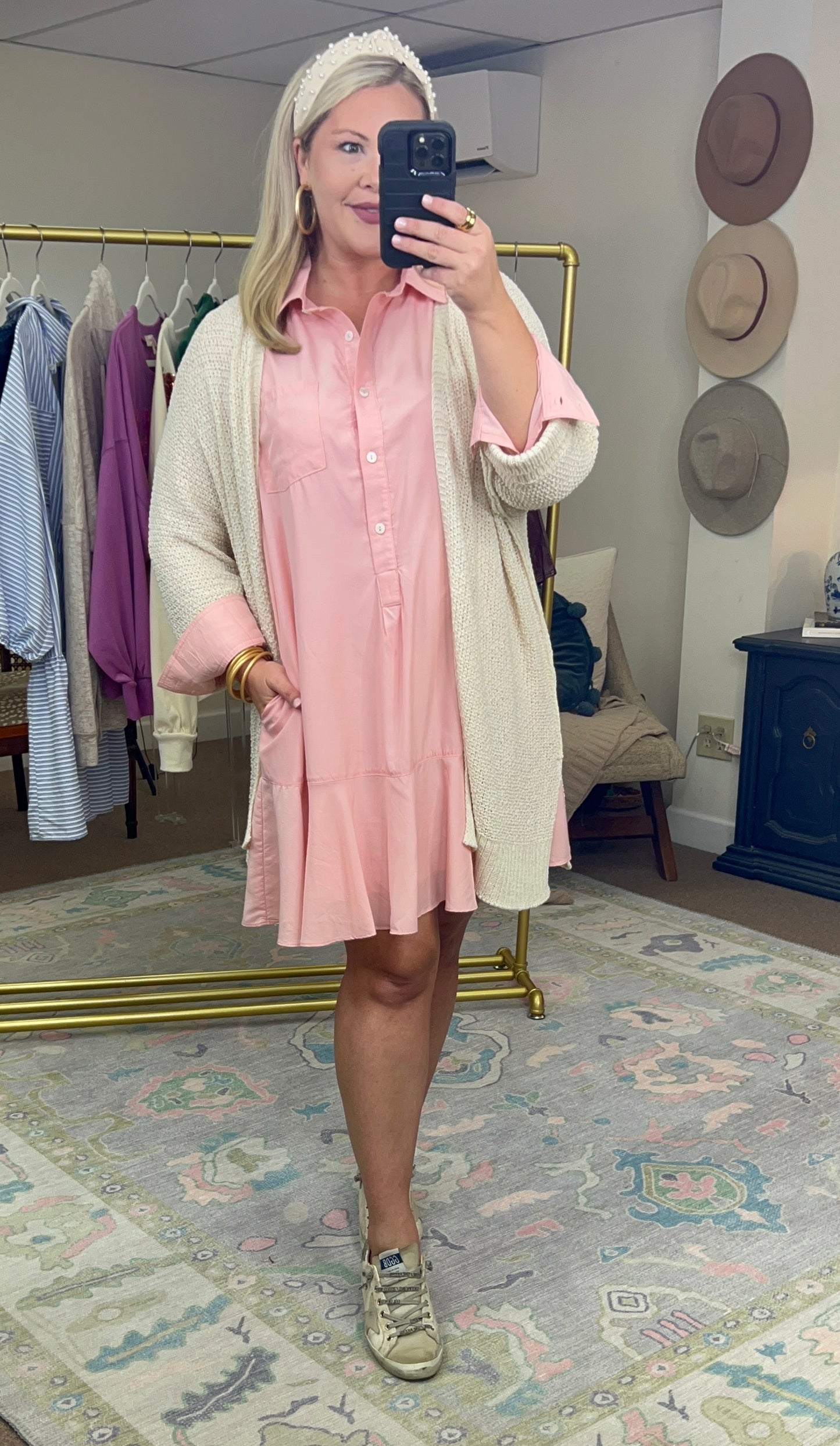 Structured Style Flounced Shirt Dress