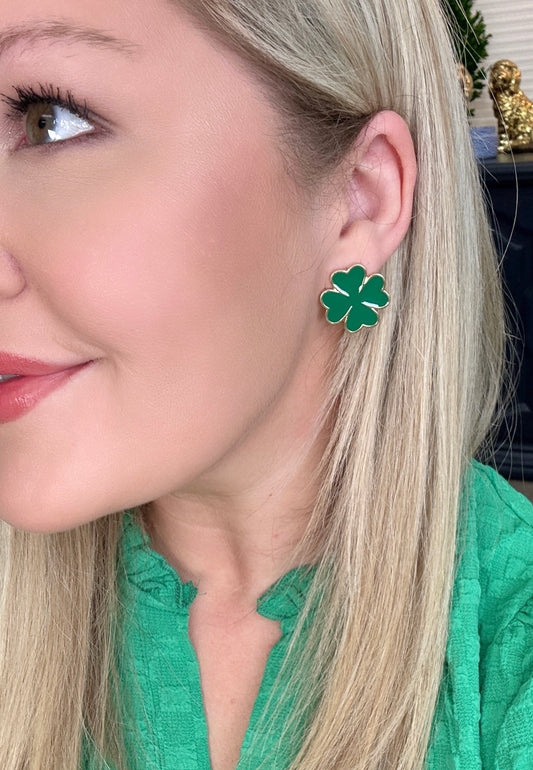 Epoxy Clover Stud Earrings