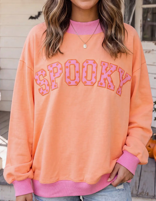 Spooky Dot Letter Mock Neck Sweatshirt— PREORDER