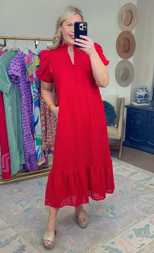 **MORE COLORS** Tea at the Terrace Eyelet Midi Dress