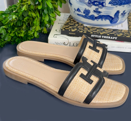 Riviera-Ready Raffia Slide Sandals