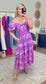 What in Carnation Print Midi Dress