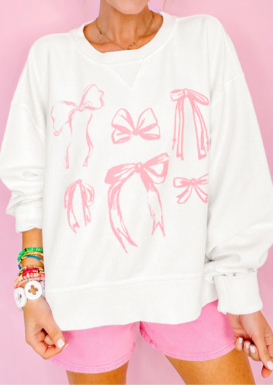 Sweet As Pie Bow Print Pullover Top