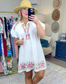 Daily Delight Linen Embroidered Puff Sleeve Dress