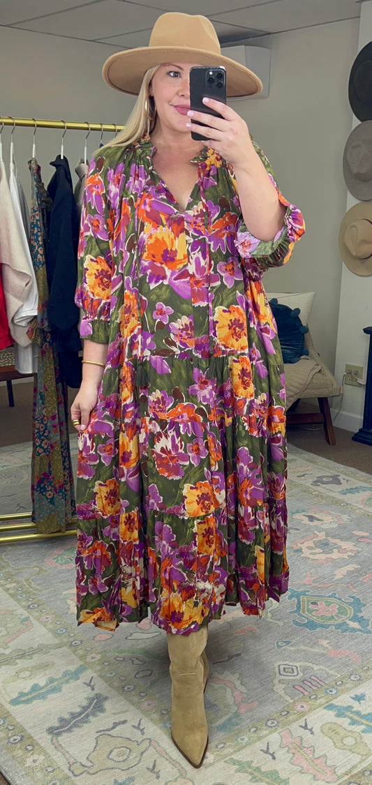 Full Bloom Printed Maxi Dress