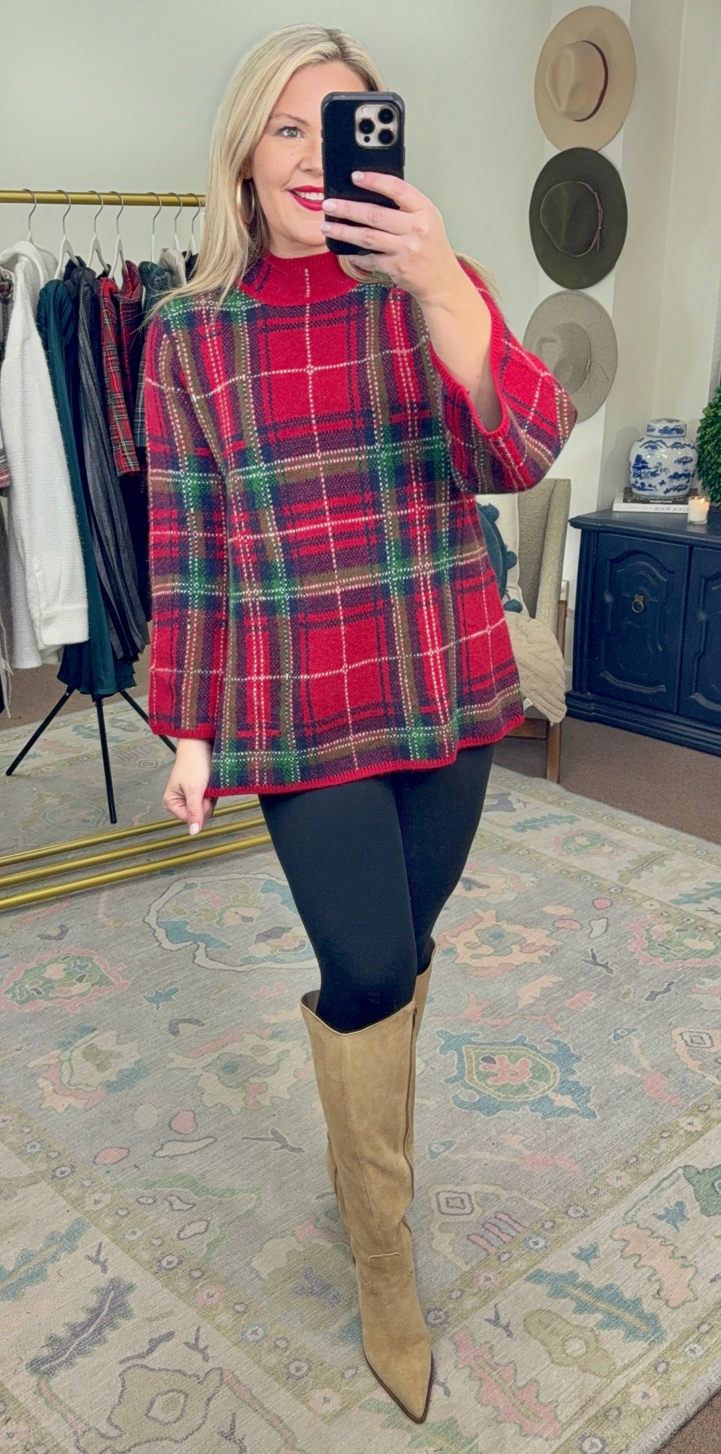 Family Tradition Plaid Mock Neck Sweater