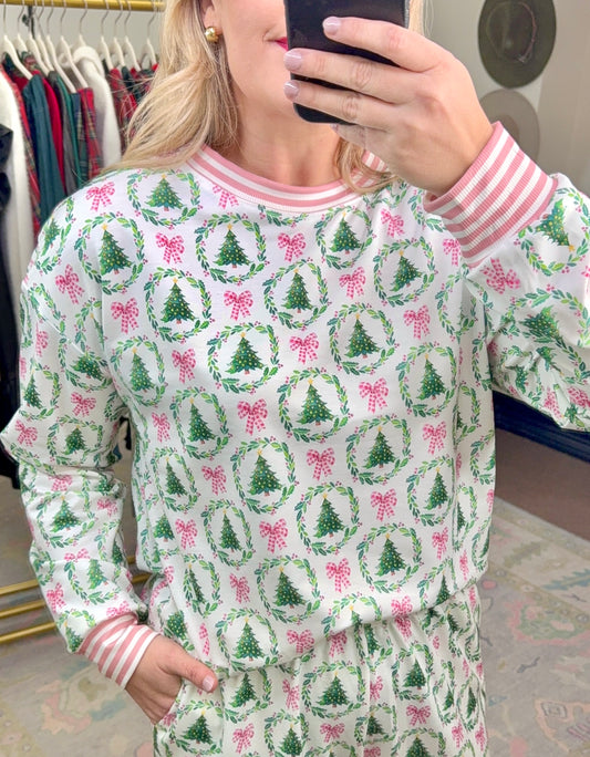 Silent Night Christmas Tree Pajama Set