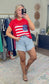 Patriotic & Proud Flag Open Knit Top