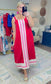 Slow and Steady Red Colorblock Midi Dress