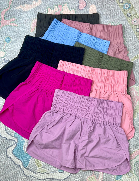 Fit And Fab Smocked Waist Athletic Shorts
