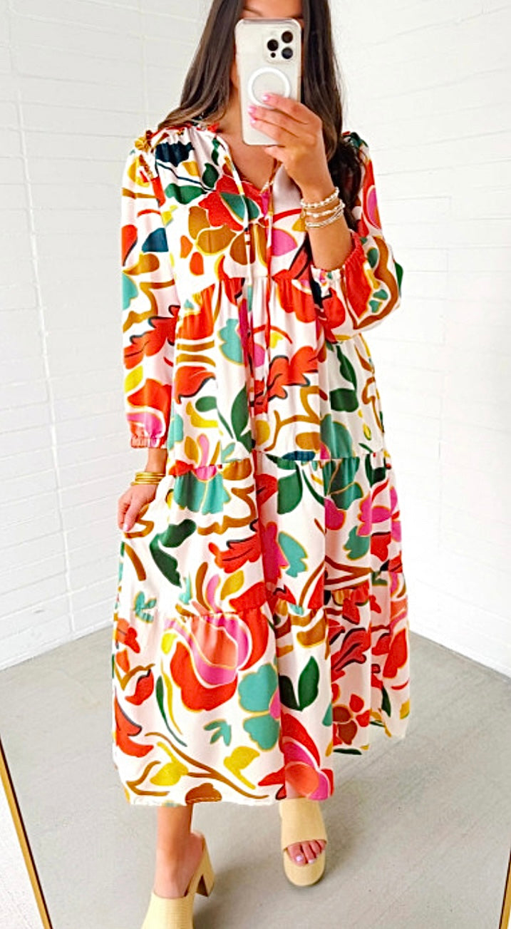 First of Fall Printed Maxi Dress