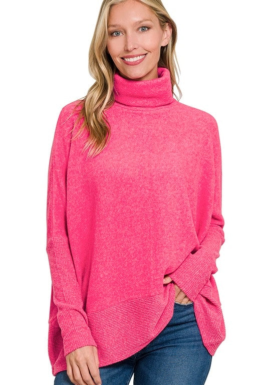 **MORE COLORS** Fireside Brushed Knit Cowl Neck Tunic Top