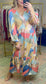 Long Sleeve Cut Out Abstract Maxi Dress