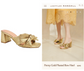 Splendid Style Metallic Bow Block Heels
