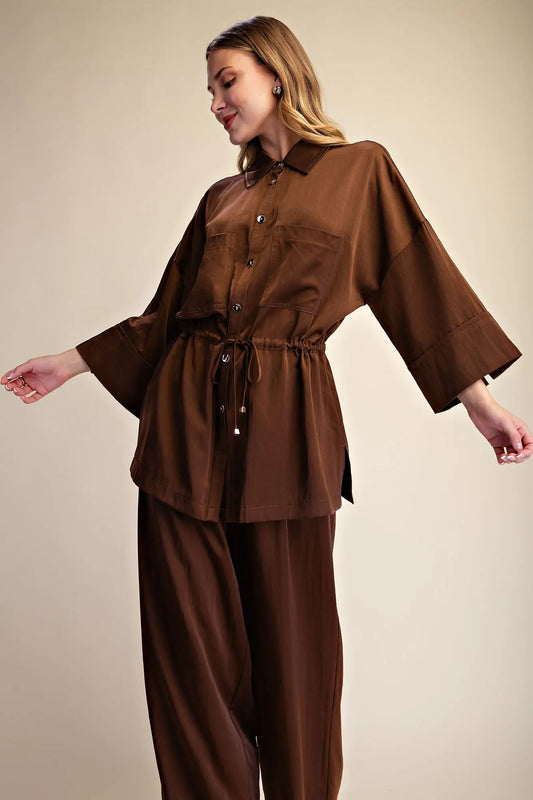 City Slicker Tie Cinch Blouse