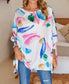 Watercolor Print Smock Cuff Tunic Top