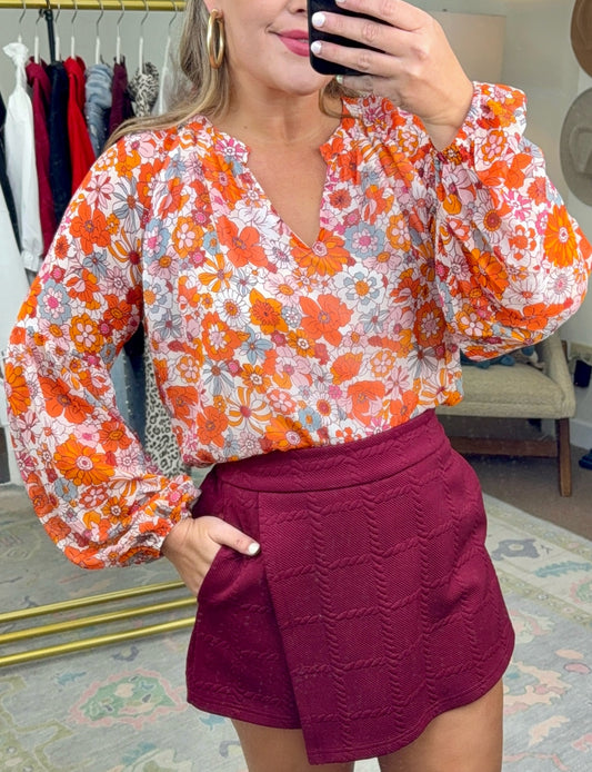 Among the Wildflowers Retro Print Blouse