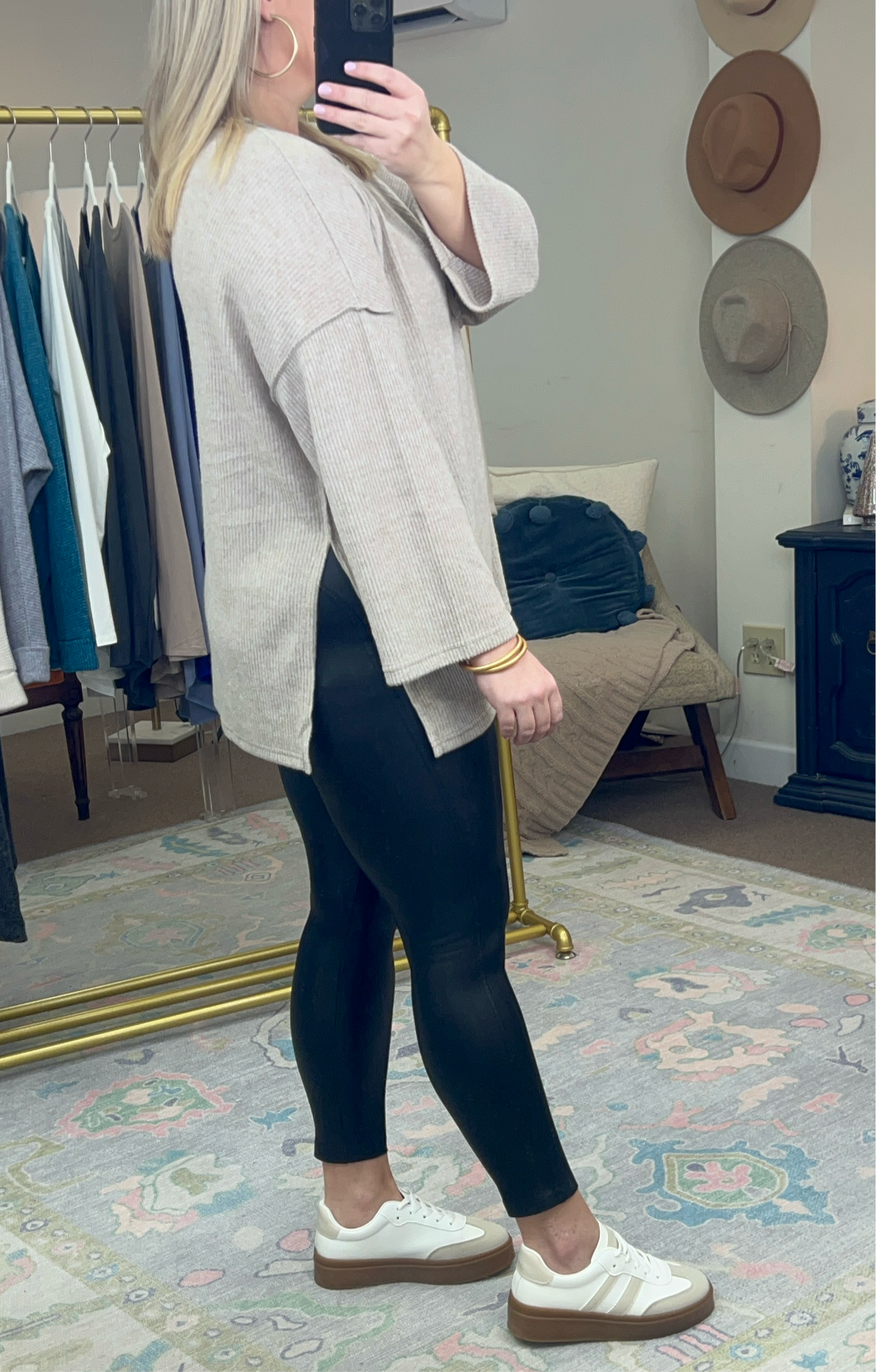 Crisp Morning Brushed Ribbed Knit Henley Top