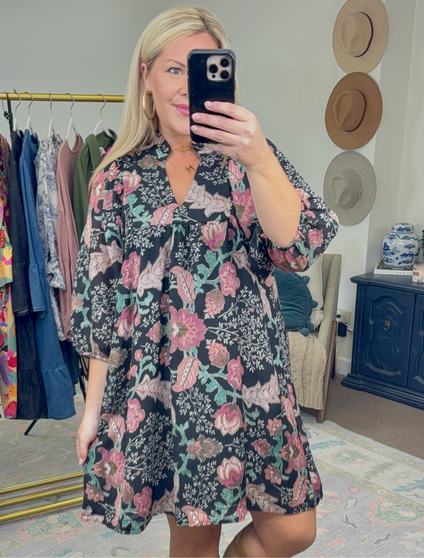 Rose Reverie Print Mini Dress