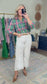 Bless It White Raw Hem Wide Crop Denim