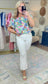 Whimsy Palms Vibrant Square Neck Blouse