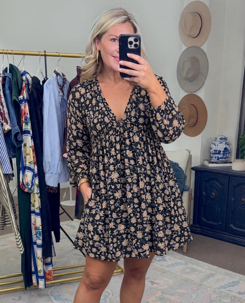 Small Town Girl Floral Print Babydoll Dress