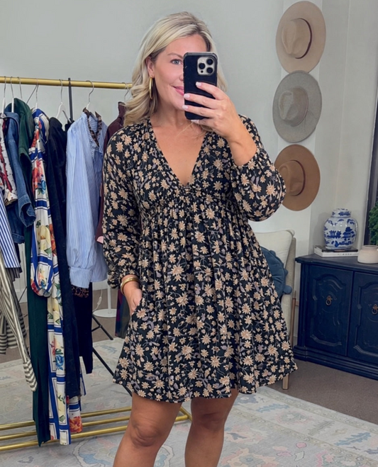 Small Town Girl Floral Print Babydoll Dress