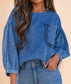 True Love Ruffle Pocket Denim Top