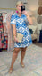 Moroccan Moments Blue Print Sash Dress