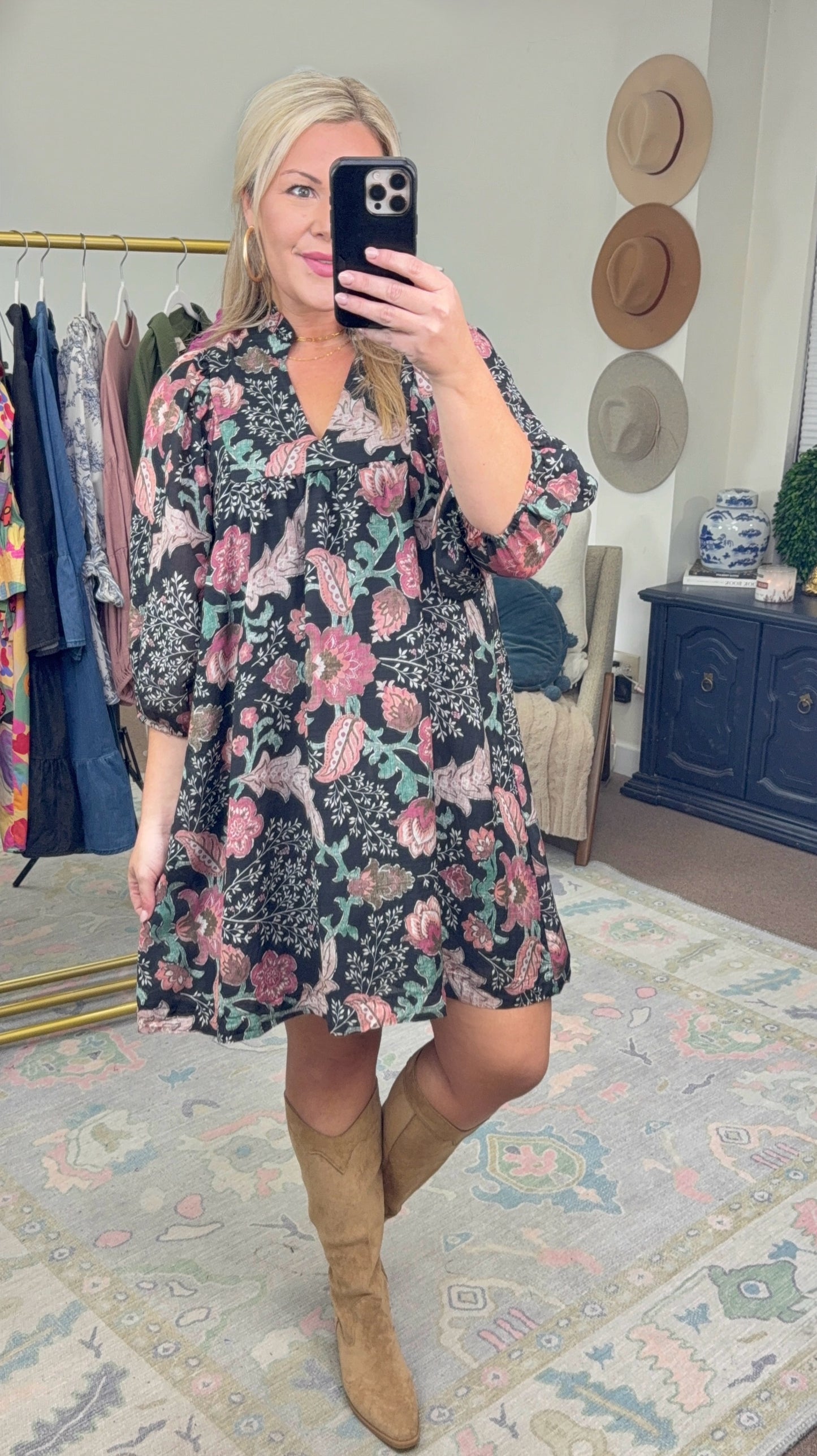 Rose Reverie Print Mini Dress