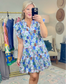 Watercolor Floral Flutter Sleeve Dress