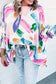 Watercolor Print Smock Cuff Tunic Top