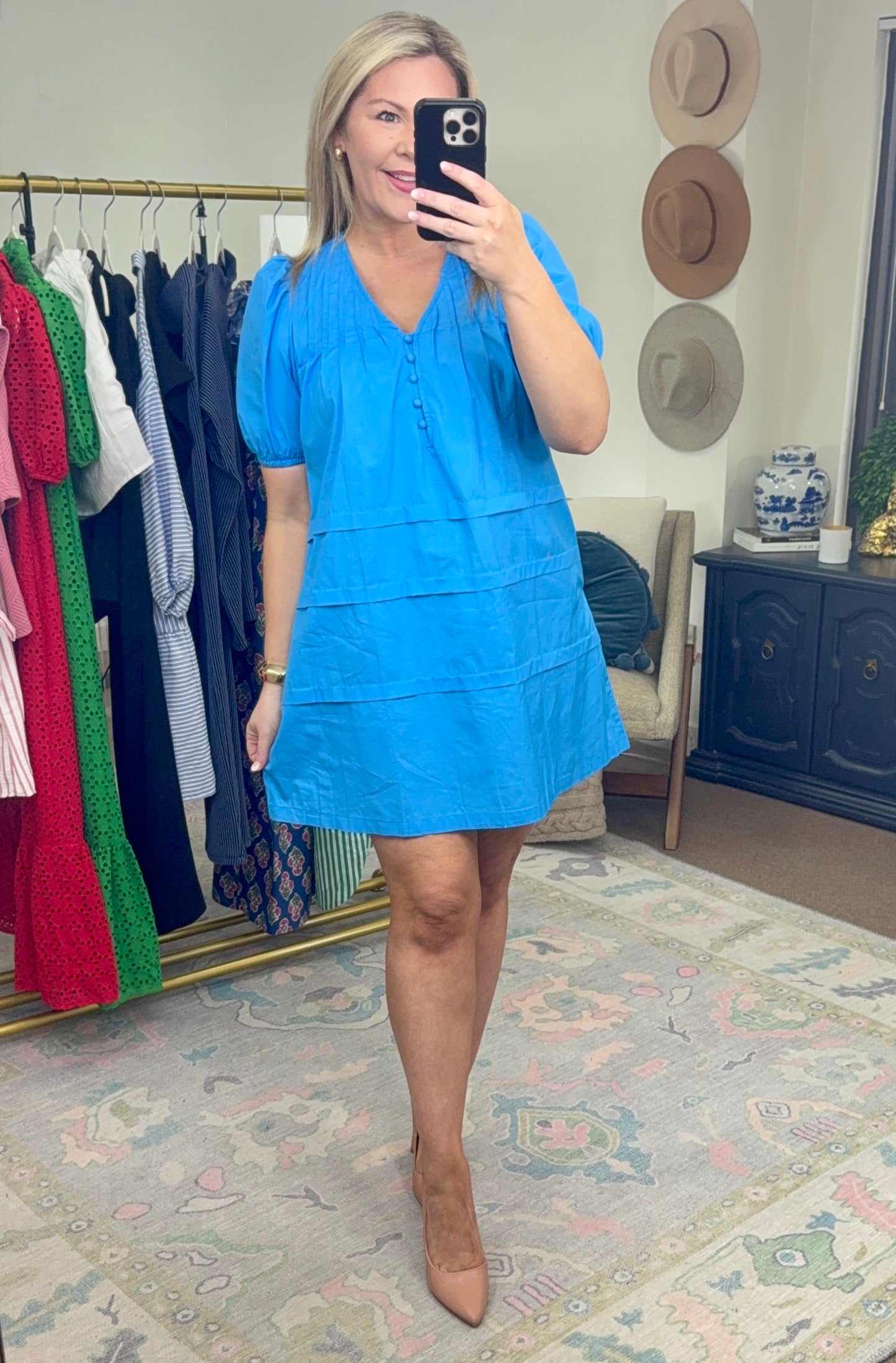 Finer Things Blue Poplin Dress