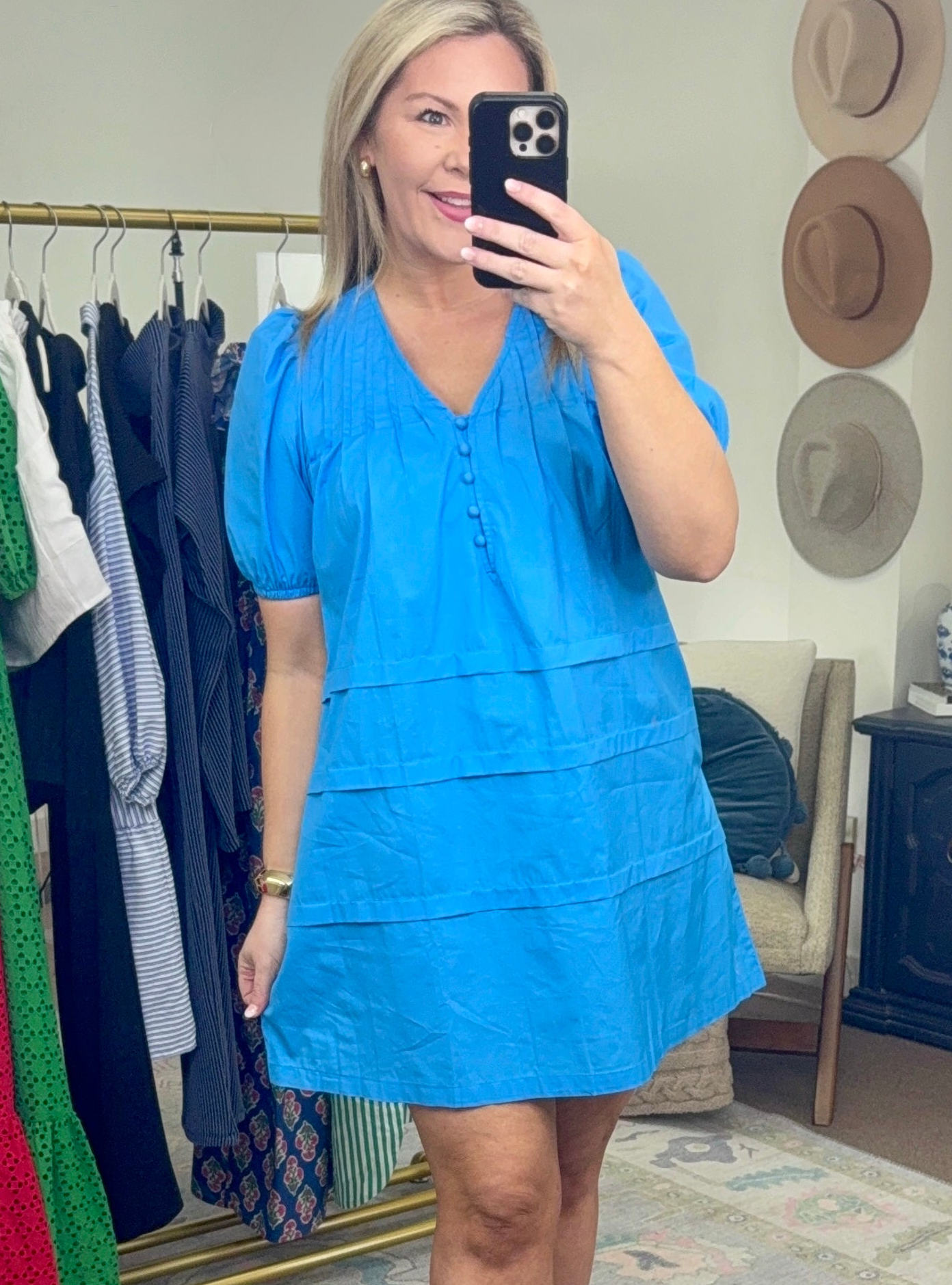Finer Things Blue Poplin Dress